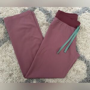 Figs Maroon Joggers with Olive Drawstring